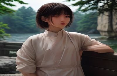 韩式老式公寓楼道口两位女性擦肩而过的剪影场景，光线偏冷，暗示人物关系的微妙开端